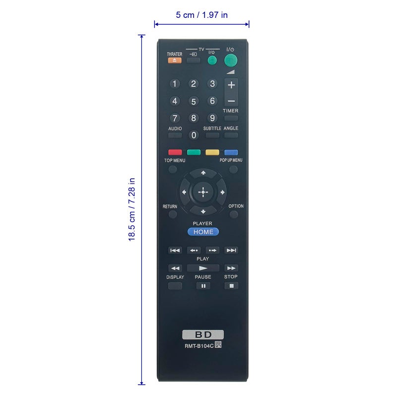 econtrolly New Replace Remote fits for Sony Remote RMT-B104C RMT-B104P RMT-B104A DVD Player BDP-BX59 BDP-X2 BD-EV870 BDP-S185 BDP-S270 BDP-S300 BDP-S350 BDP-S360 BDP-S570 BDP-S580 BDP-S780 BDP-N460 BDP-BX37 - Image 2
